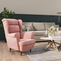 Fauteuil fluweel roze - thumbnail