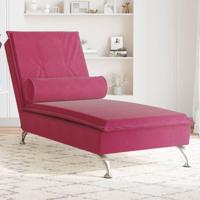 Massage chaise longue met bolster fluweel wijnrood - thumbnail