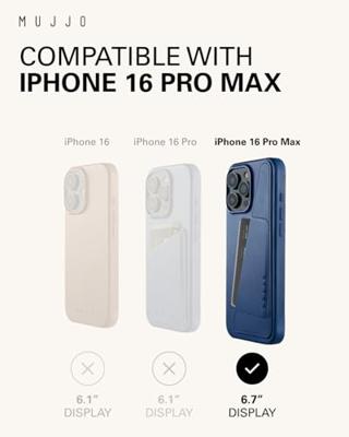 Mujjo Leather Wallet Case iPhone 16 Pro Max blauw