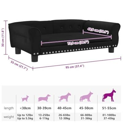 vidaXL Hondenmand 95x55x30 cm fluweel zwart, hondenbank, hondenbed, dierenmand, huisdierenbank, huisdierenmand, dierenbed, huisdierenbed, hondenkussen