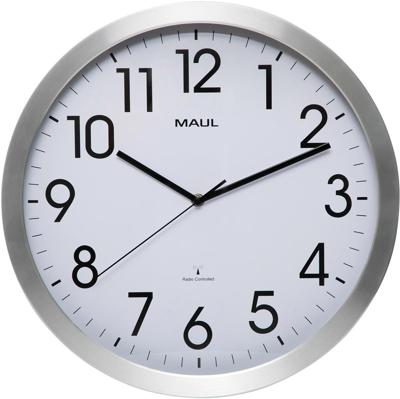 MAULmove wandklok, radiogestuurd, diameter 40 x 5,2 cm, aluminium kader
