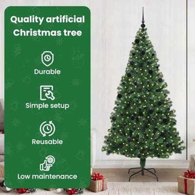 VidaXL Kunstkerstboom groen 210 cm pvc en staal en kunststof VidaXL Kunstkerstboom groen 210 cm pvc en staal en kunststof