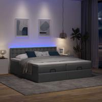 Ottoman bed met matrassen en LED's 160x200cm stof donkergrijs - thumbnail