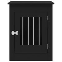 Hondenbench 55 x 80 x 68 cm bewerkt hout zwart - thumbnail