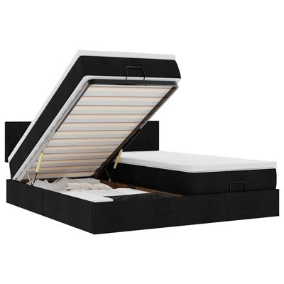 Ottoman bed met matrassen en LED's 160x200cm stof zwart - thumbnail