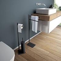 Vrijstaand Closetrol- en Borstelhouder Sapho Trilly Mat Zwart - thumbnail