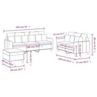 3-delige Loungeset met kussens stof taupe - thumbnail