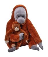 Wild Republic knuffel Orang oetan junior 76 cm pluche oranje 2 delig - thumbnail