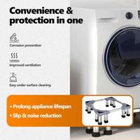 VidaXL Wasmachinebasis grijs 67 x 67 x 21,5 cm roestvrij staal - thumbnail