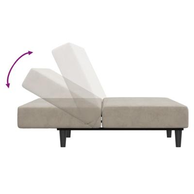 Slaapbank 2-zits fluweel lichtgrijs Slaapbank 2-zits fluweel lichtgrijs