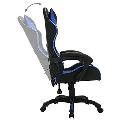 Racestoel met RGB LED-verlichting kunstleer blauw en zwart - thumbnail