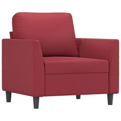 Fauteuil met voetenbank 60 cm kunstleer wijnrood