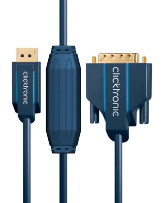 Clicktronic DisplayPort/DVI-D adapterkabel/Full HD 1080p (60 Hz) / DisplayPort Stekker > DVI-D stekker Dual-Link (24+1 pin) / monitorkabel met vergulde stekkers / 2 meter