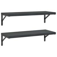 Wandschappen 2 st 75x30 cm roestvrijstaal zwart - thumbnail