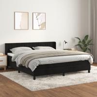 Boxspring met matras fluweel zwart 160x200 cm - thumbnail