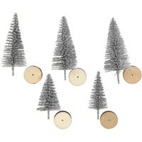 Creativ Company Kerstbomen, h: 40+60 mm, zilver, 5 stuk/ 1 doos - thumbnail