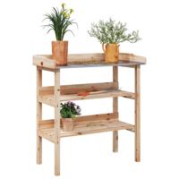 VidaXL Plantentafel met schappen 78x38x82,5 cm massief vurenhout - thumbnail