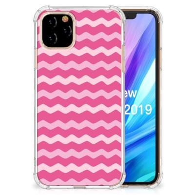 Apple iPhone 11 Pro Doorzichtige Silicone Hoesje Waves Pink