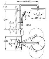 Grohe Euphoria XXL 310 regendoucheset met 4 straalsoorten en thermostaatkraan Ø31cm hard graphite - thumbnail