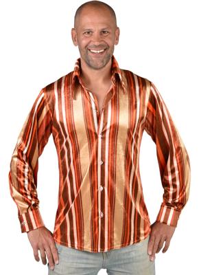 70&apos;s hemd streep bruin