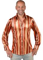 70&apos;s hemd streep bruin - thumbnail