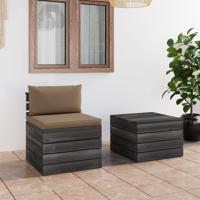 2-delige Loungeset met kussens pallet massief grenenhout - thumbnail