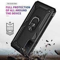 Lunso - Armor backcover hoes met ringhouder - Samsung Galaxy S21 FE - Zwart - thumbnail