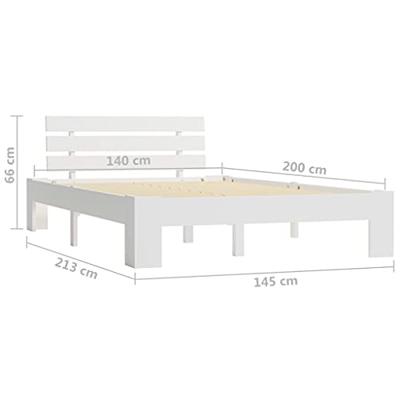 Bedframe met hoofdbord massief grenenhout wit 140x200 cm