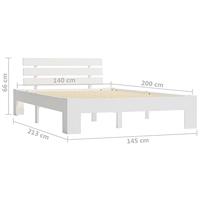 Bedframe met hoofdbord massief grenenhout wit 140x200 cm - thumbnail