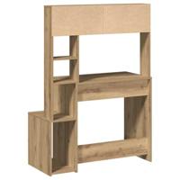 Bureau met schappen 100x45x140 cm bewerkt hout artisanaal eiken - thumbnail