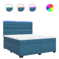 Boxspring met matras fluweel blauw 180x200 cm - thumbnail