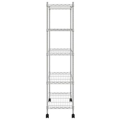 VidaXL Opbergrek 5-laags met wielen 250 kg 75x35x155 cm chroomkleurig VidaXL Opbergrek 5-laags met wielen 250 kg 75x35x155 cm chroomkleurig