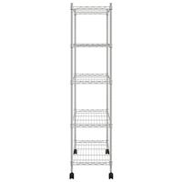 Opbergrek 5-laags met wielen 250 kg 75x35x155 cm chroomkleurig - thumbnail