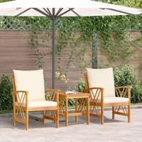 Tuinbankenset met kussen 3 pcs Olie naturel Massief Acaciahout - thumbnail