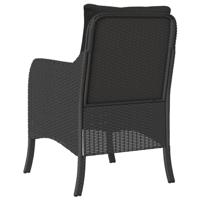 Tuinstoelen 2 st met kussens poly rattan zwart - thumbnail