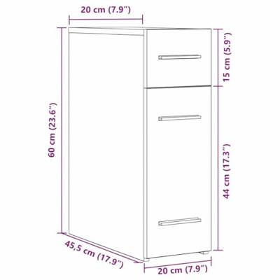 Apothekerskast Zwart eiken 20 x 45.5 x 60 cm Bewerkt hout