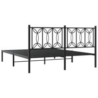 Bedframe met hoofdbord metaal zwart 160x200 cm - thumbnail