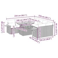 9-delige Loungeset met kussens poly rattan acacia beige - thumbnail