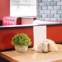 Mini Bamboe kunst grasplant in potje 14cm - groen - thumbnail