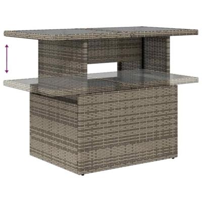 9-delige Loungeset met kussens poly rattan acacia grijs