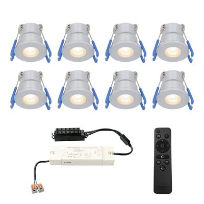Set van 8 Milano LED Mini Inbouwspots met trafo - 12 Volt 3 Watt 200 lumen - Dimbaar - Plat 34mm - 2700K - IP65 waterdicht - Grijs - Veranda Spotjes - Overkapping Spotjes