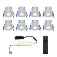 Set van 8 Milano LED Mini Inbouwspots met trafo - 12 Volt 3 Watt 200 lumen - Dimbaar - Plat 34mm - 2700K - IP65 waterdicht - Grijs - Veranda Spotjes - Overkapping Spotjes - thumbnail