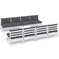 9-delige Loungeset met kussens massief grenenhout - thumbnail
