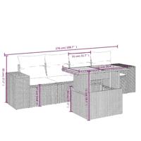 5-delige Loungeset met kussens poly rattan zwart - thumbnail