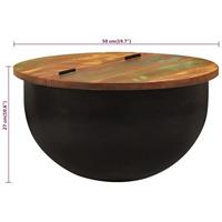 Salontafel 50x27 cm massief gerecycled hout zwart - thumbnail