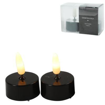 Countryfield led theelicht elegance vlameffect zwart 5 cm set van 2 | 24 stuks
