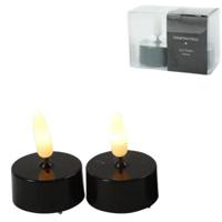 Countryfield led theelicht elegance vlameffect zwart 5 cm set van 2 | 24 stuks - thumbnail