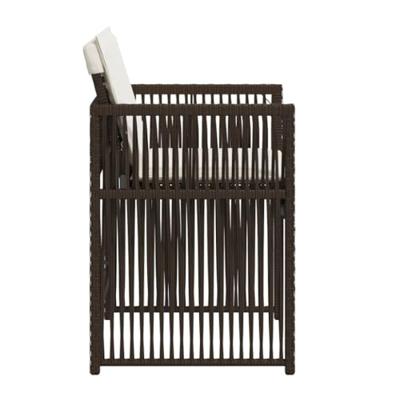 Tuinstoelen 4 st met kussens poly rattan bruin - thumbnail