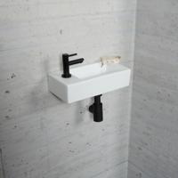 Fonteinset Mat Wit Wiesbaden Color Mat Zwart (kraangat links) - thumbnail