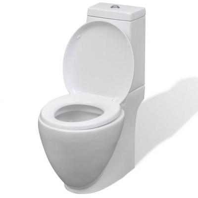 vidaXL Toilet rond afvoer onder keramiek wit